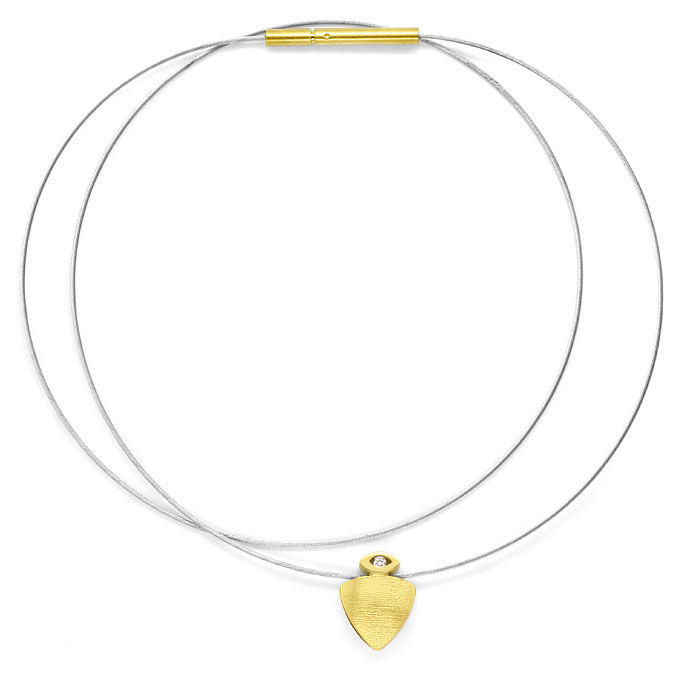 Foto 1 - Modernes Herz Collier mit Brillant 750er Gelbgold-Stahl, R8063