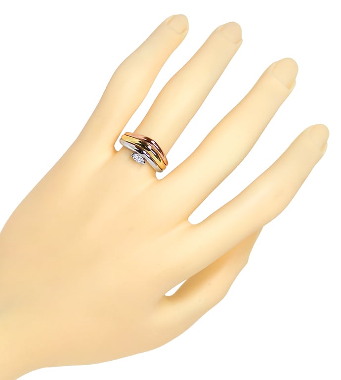 Foto 4 - Diamantring mit 0,15ct Diamant Navette in Tricolor Gold, S1513