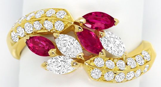 Foto 2 - Traumhafter Rubin Diamant-Ring Spitzen Rubine, Gelbgold, S3253
